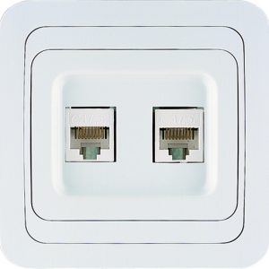 РОЗЕТКА  ЗА КОМПЮТЪР ДВОЙНА 2х CAT 5Е БЕЗ ЛАЙСНА